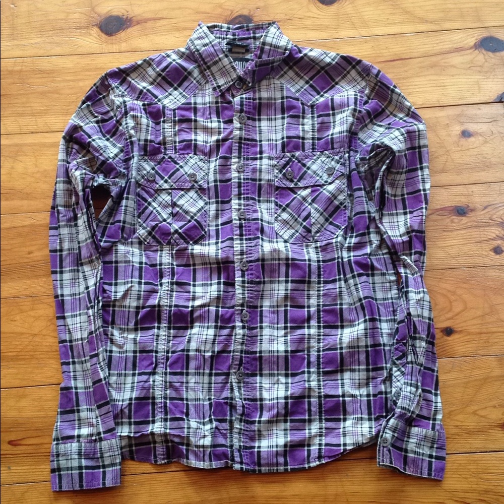 men's Social Collision button-up plaid size S